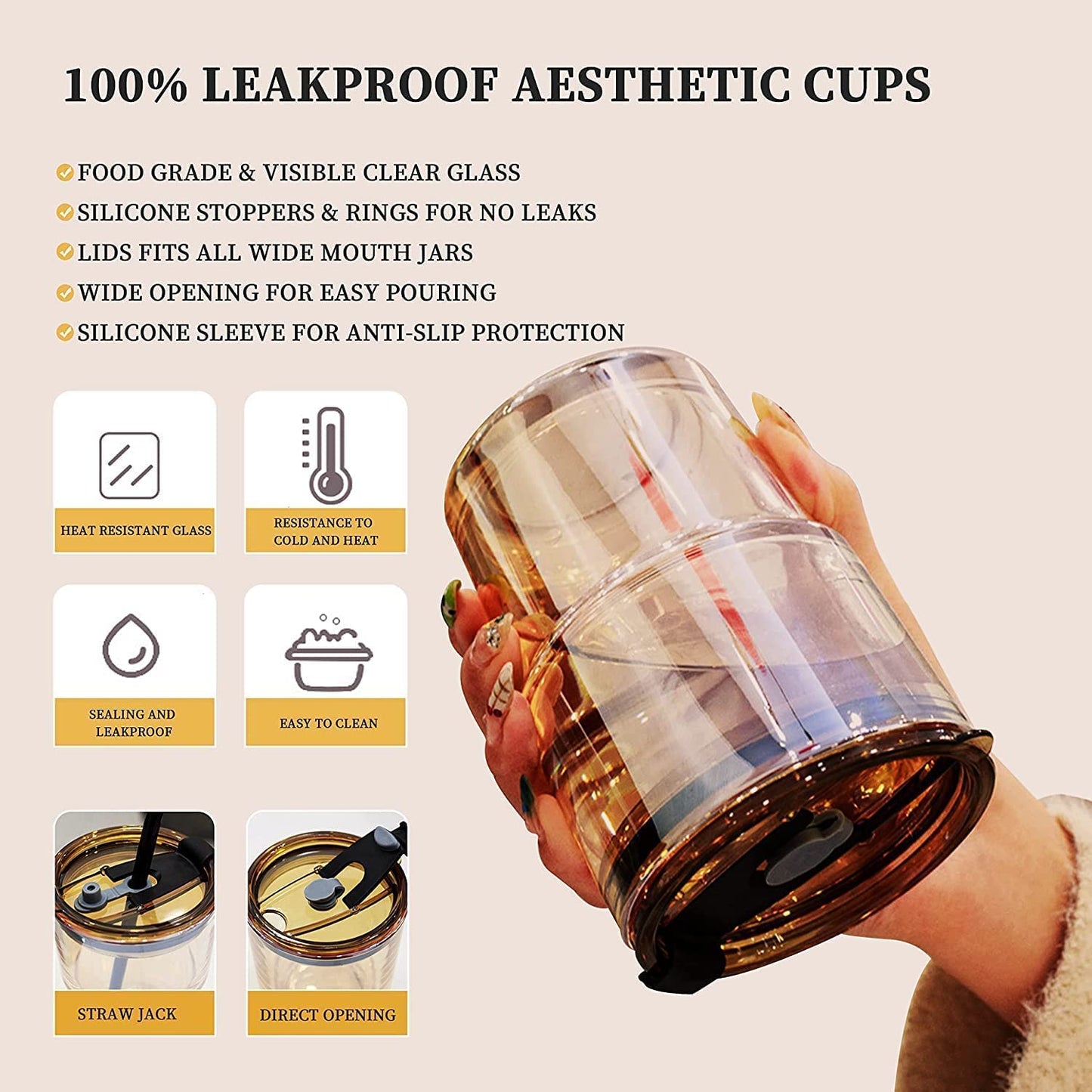 VenoBee™ Glass Tumbler with Straw