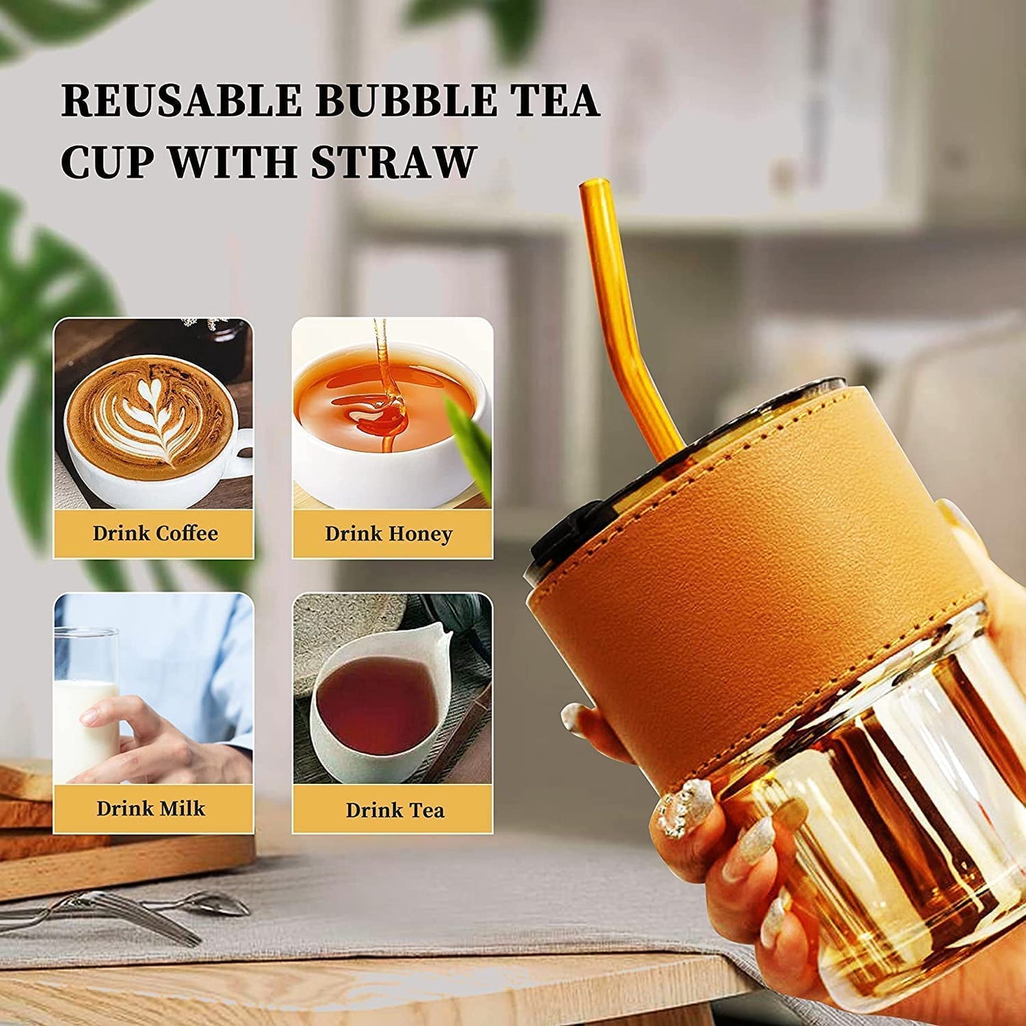 VenoBee™ Glass Tumbler with Straw