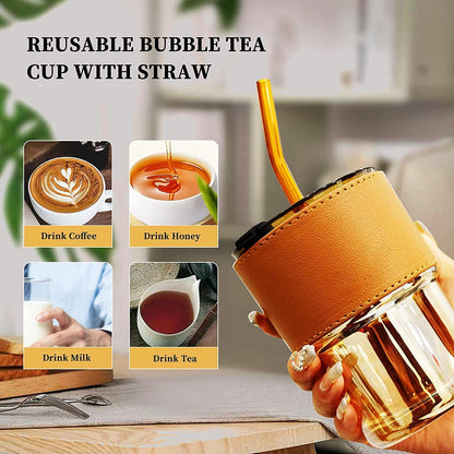 VenoBee™ Glass Tumbler with Straw
